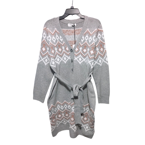Lucky Brand Snowflake Geometric Cardigan Sweater Dress Women's Plus Size 2X NWT - Picture 4 of 12